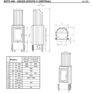 Kobok ROTO 450 - 580/375 V (Vertikal)  Krbová pec