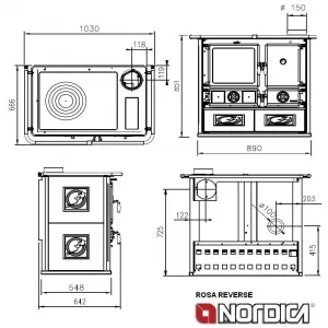 Sporák La Nordica - Rosa Reverse Liberty bordo 7,2 kW