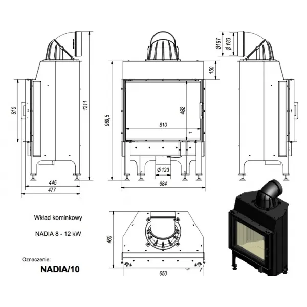 Kratki Nadia 10 kW - krbová vložka