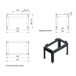Nastaviteľný stojan pre krbové vložky Kratki MAJA, ANTEK a SIMPLE M/S PODSTAWA/M/A