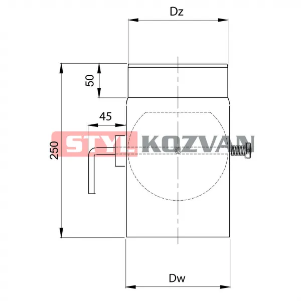 Prodmax Dymovody | Klapka s krátkym tiahlom ø150 mm - dymovod hrúbka 2mm OJ19/150