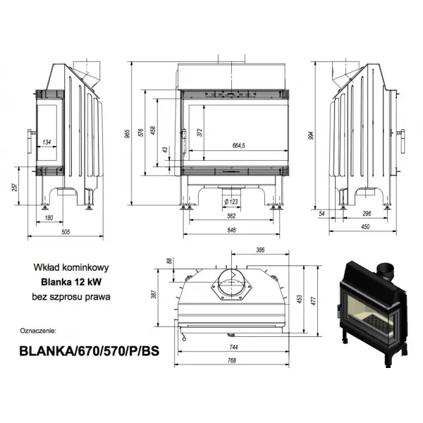 Kratki Blanka 670/570 BS P - krbová vložka