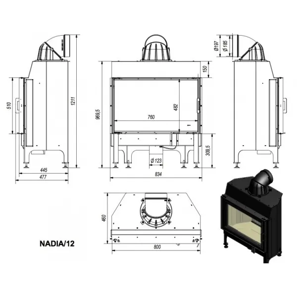 Kratki Nadia 12 kW - krbová vložka