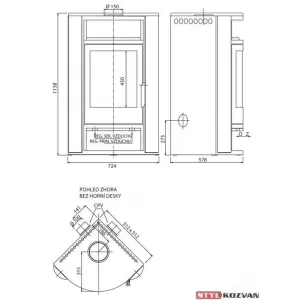 ABX Polar 6 rohový  - krbové kachle - ABX Krbové šedý