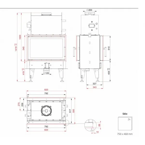 Bef Twin 8 N Aquatic II - BeF home Teplovodná kozubová vložka