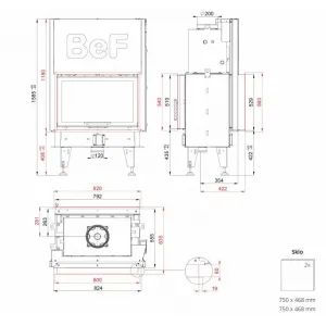 Bef Twin V 8 Aquatic II - BeF home Teplovodná kozubová vložka