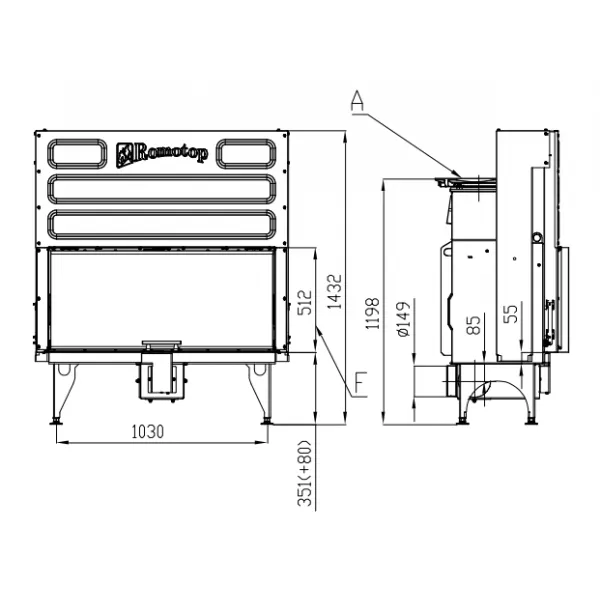 Romotop KV 065 AN -  designová krbová vložka s výsunvými dvierkami a dojazdom
