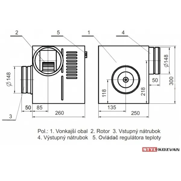 Ventilátor Ø160/540m³/h - AN2