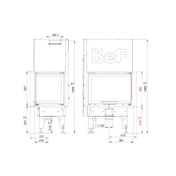 Bef Aquatic WH V 80 CP - BeF home Teplovodná kozubová vložka
