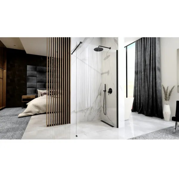 REA WALK-IN AERO 90 BLACK MAT transparent