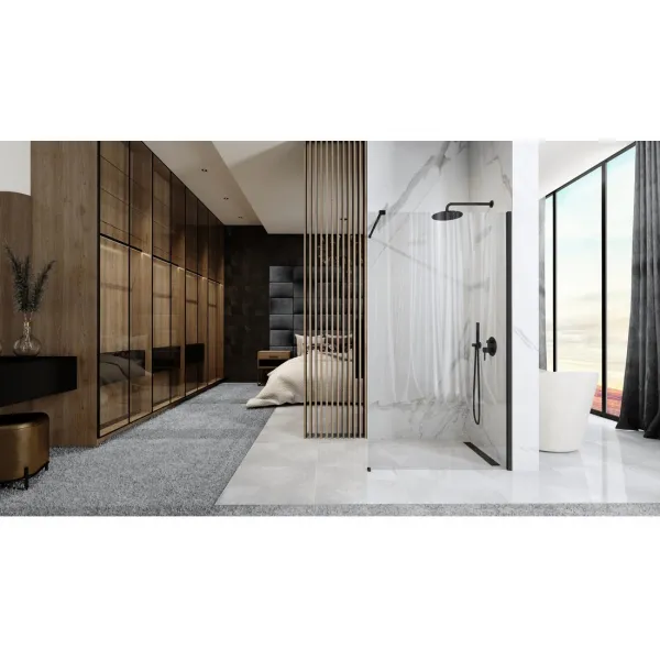 REA WALK-IN AERO 90 BLACK MAT transparent