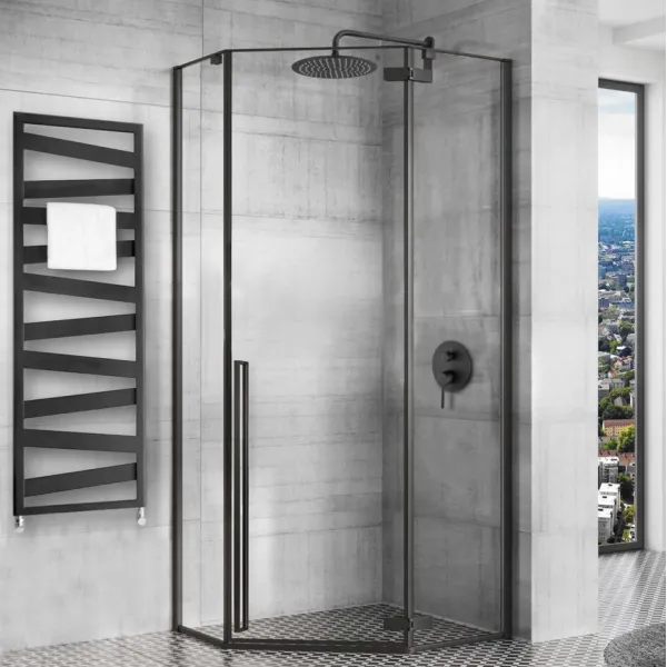 REA DIAMOND BLACK MAT sprchový kút 90/90/195