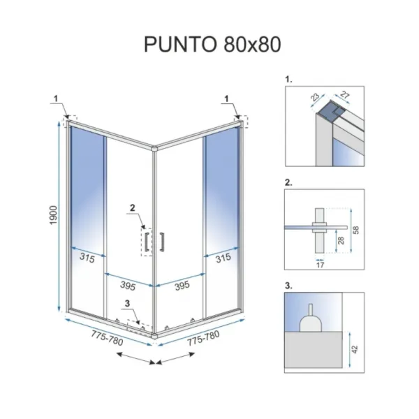 REA PUNTO sprchový kút 80/80/190