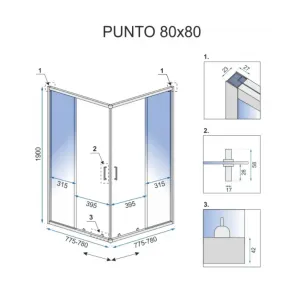 REA PUNTO sprchový kút 80/80/190