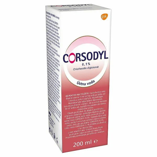 Corsodyl Ústna voda 0,1 % 200 ml