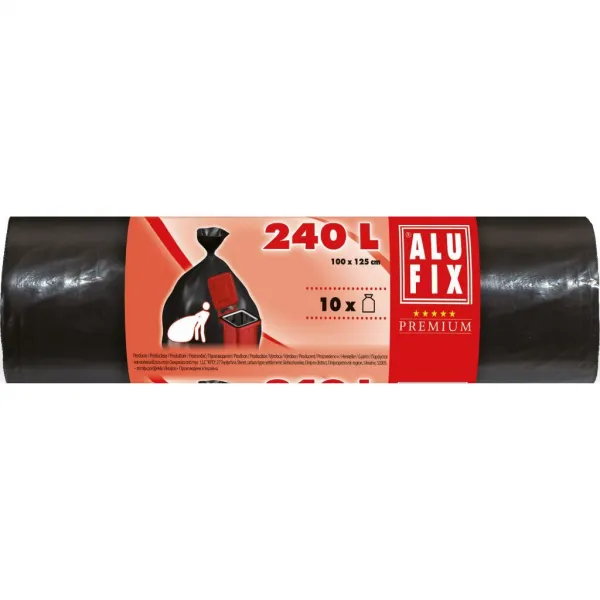Alufix Vrecia na ťažký odpad 240 l / 10 ks, 35my, 100 x 125 cm, LDPE, čierne