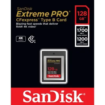 Karta SanDisk Extreme Pro CFexpress 128 GB, typ B, 1700 MB/s čítanie, 1200 MB/s zápis