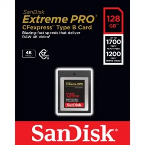 Karta SanDisk Extreme Pro CFexpress 128 GB, typ B, 1700 MB/s čítanie, 1200 MB/s zápis