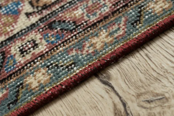 Ručne tkaný vlnený koberec Vintage 10175 rám / ornament, béžový / červený