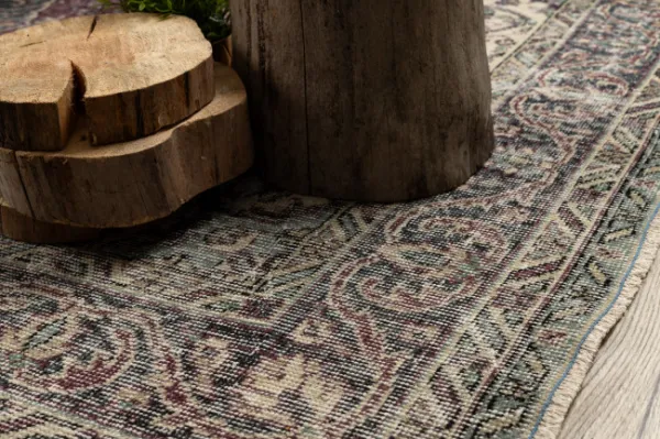 Ručne tkaný vlnený koberec Vintage 10169 rám / ornament, modrý / červený
