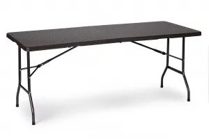 Záhradný banketový cateringový stôl skladací 180 cm ratan