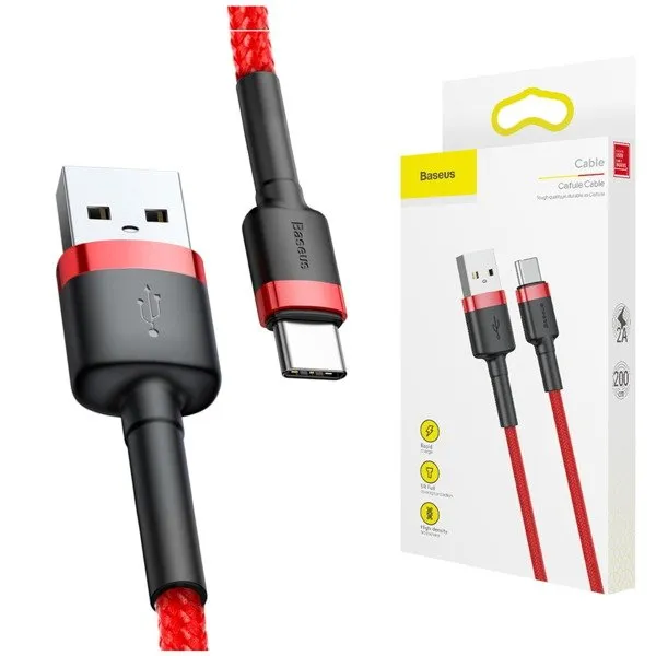 Baseus Type-C Cafule cable 3A 1m Red + Red (CATKLF-B09)