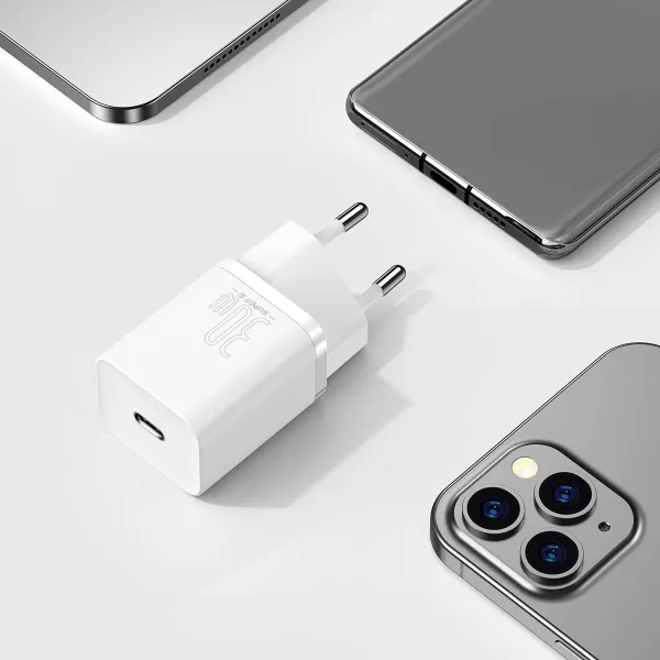 Baseus Super Si Quick Charger 1C 30W nástenná nabíjačka (biela) 027582