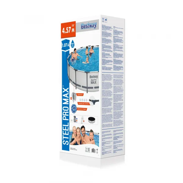 Bazén Bestway® Steel Pro MAX, 56488, filter, pumpa, rebrík, plachta, 4,57x1,07 m