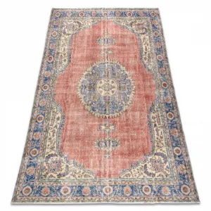 Ručne tkaný vlnený koberec Vintage 10488 rám / ornament, modrý / červený