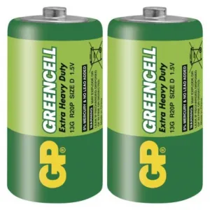 Zinkochloridové batérie GP Greencell R20 D 2ks