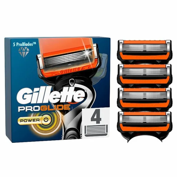 Gillette ProGlide Power Náhradné Holiace Hlavice pre Mužov, 4 Náhradné Holiace Hlavice