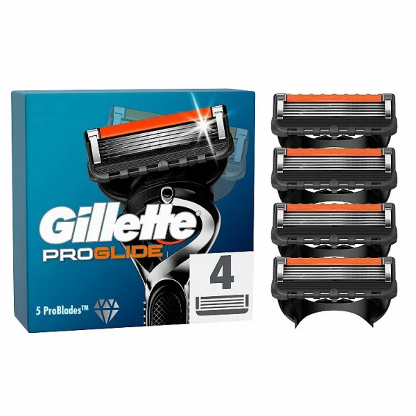 Gillette ProGlide Náhradné Holiace Hlavice pre Mužov, 4 Náhradné Holiace Hlavice