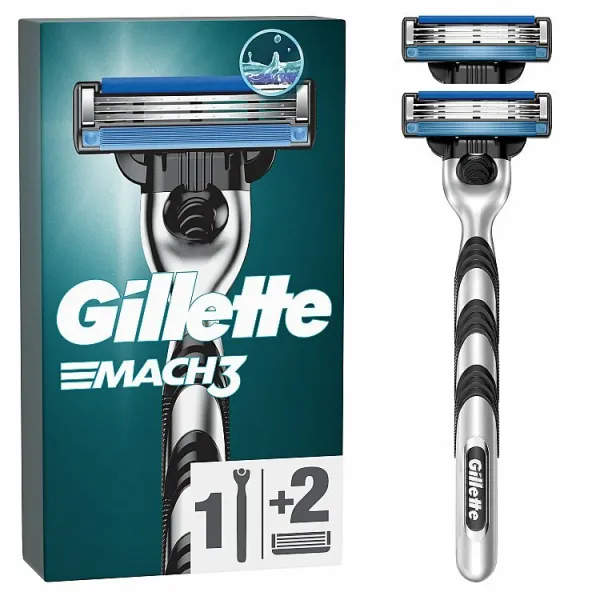 Gillette Mach3 Holiaci Strojček pre Mužov, 1 Gillette Holiaci Strojček,  2 Náhradné Holiace Hlavice