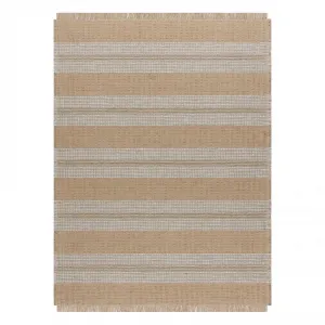 Koberec JUTE 3734 béž / sivý pásy so strapcami