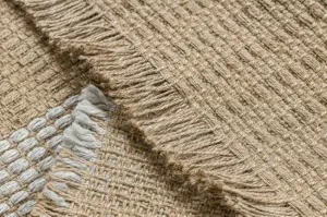 Koberec JUTE 3734 béž / sivý pásy so strapcami