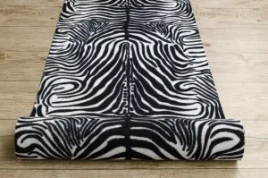 Protišmykový behúň DIGITAL zebra, biely / čierny