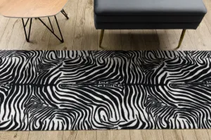 Protišmykový behúň DIGITAL zebra, biely / čierny