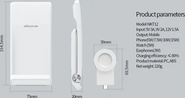 NoName Nillkin PowerTrio 3v1 Bezdrátová Nabíječka pro Huawei Watch White