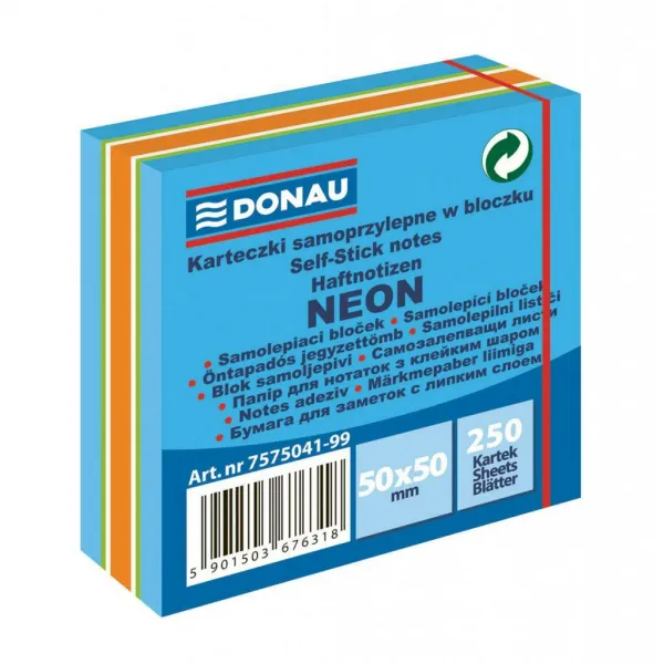 Bloček Donau neónový 50x50mm 250l modrý