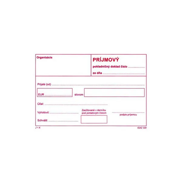 Igaz 320 Príjmový pokladničný doklad bez DPH samoprep.