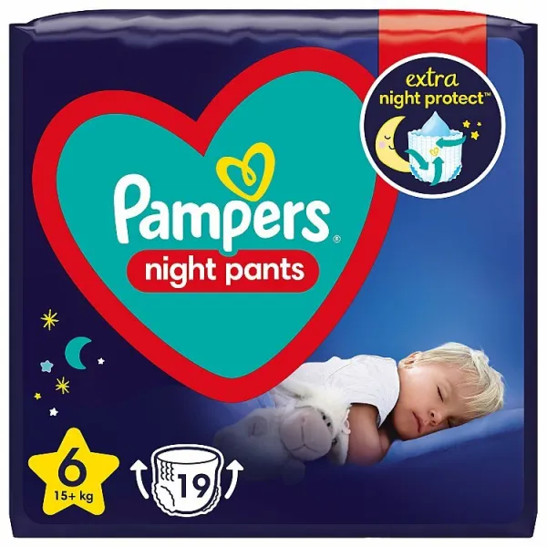 Pampers Night Pants plienkové nohavičky veľkosť 6 15 kg 19 ks