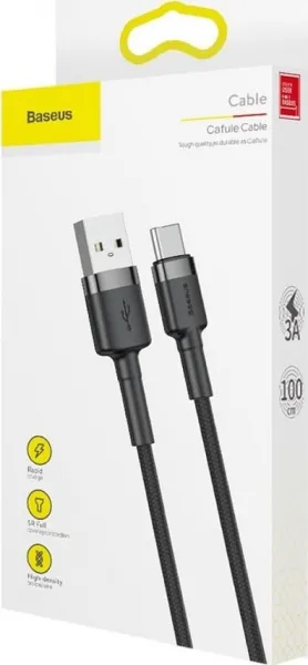 Baseus Type-C Cafule Cable 3A 1m Gray + čierna (CATKLF-BG1)