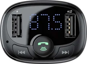 Baseus Car Charger Bluetooth FM Transmitter S-09A, BT. 4.2, 10m Range, 2x USB-A 3.4A, Micro SD card Reader, čierna (CCMT000001)