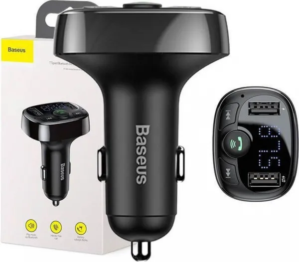 Baseus Car Charger Bluetooth FM Transmitter S-09A, BT. 4.2, 10m Range, 2x USB-A 3.4A, Micro SD card Reader, čierna (CCMT000001)