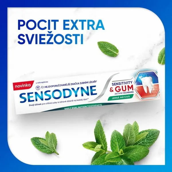 Sensodyne Sensitivity & Gum Caring Mint zubná pasta s fluoridom 75 ml