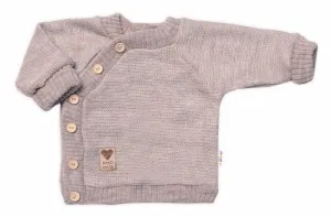 Detský pletený svetrík s gombíkmi, zap. bokom, Handmade Baby Nellys, béžový 56-62 (0-3m)
