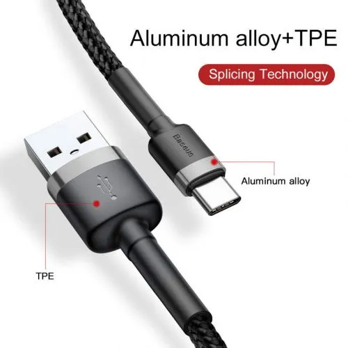 Baseus Type-C Cafule Cable 3A 1m Gray + čierna (CATKLF-BG1)