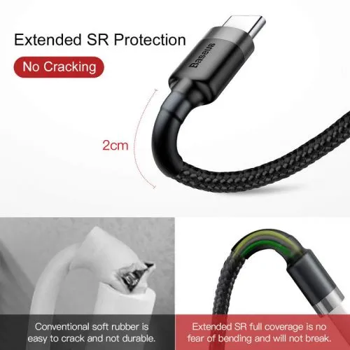 Baseus Type-C Cafule Cable 3A 1m Gray + čierna (CATKLF-BG1)