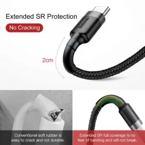 Baseus Type-C Cafule Cable 3A 1m Gray + čierna (CATKLF-BG1)