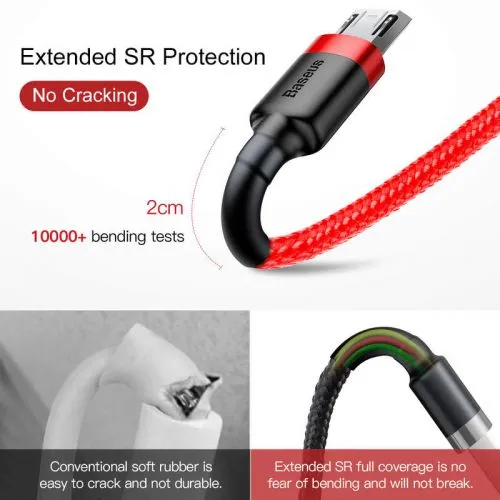 Baseus CAMKLF-C09 Kábel Micro USB 2m, Červený